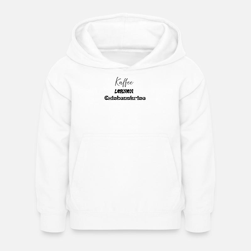 Coffee -> Learning -> Existential Crisis - Kids Hoodie - white
