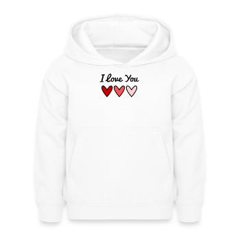 ICH LIEBE DICH. ICH LIEBE DICH. VALENTINSTAG. HERZ - Kinder Hoodie - Weiß - Vorne - AI Model Kid Female (0cm)