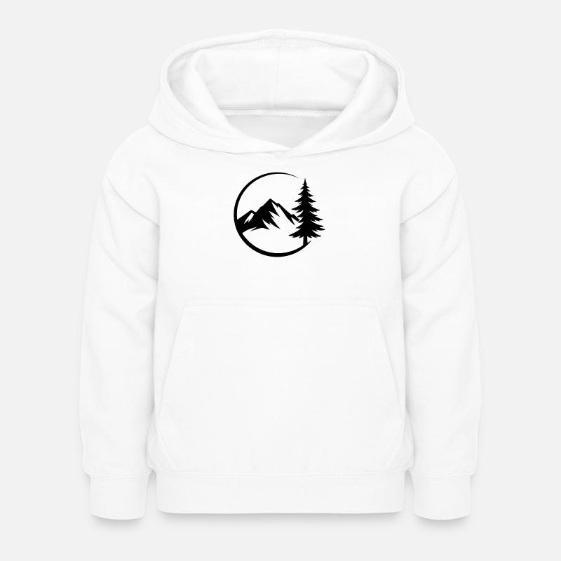 Silhouette de forêt de montagne - Sweat à capuche Enfant - blanc