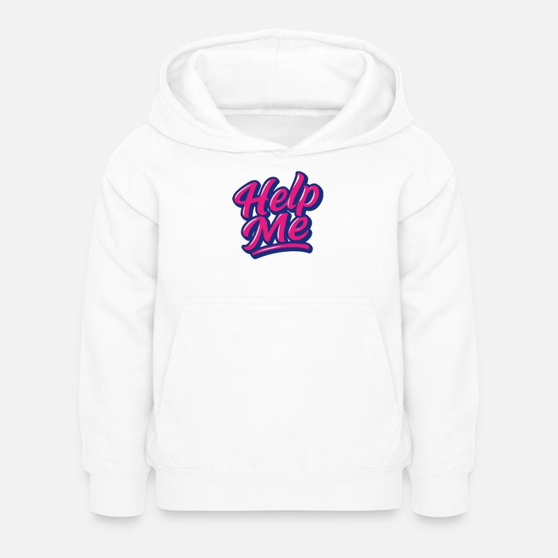 Help Me Neon Script - Kids Hoodie - white