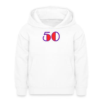 50. 50 ANS. 50e ANNIVERSAIRE. ANNIVERSAIRE 50 ANS. - Sweat à capuche Enfant - blanc - Devant - AI Model Kid Female (0cm)