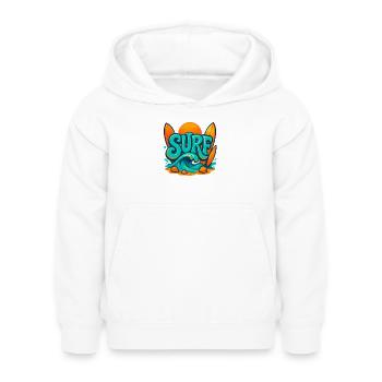 Art des mots Sunset Surf - Sweat à capuche Enfant - blanc - Devant - AI Model Kid Female (0cm)