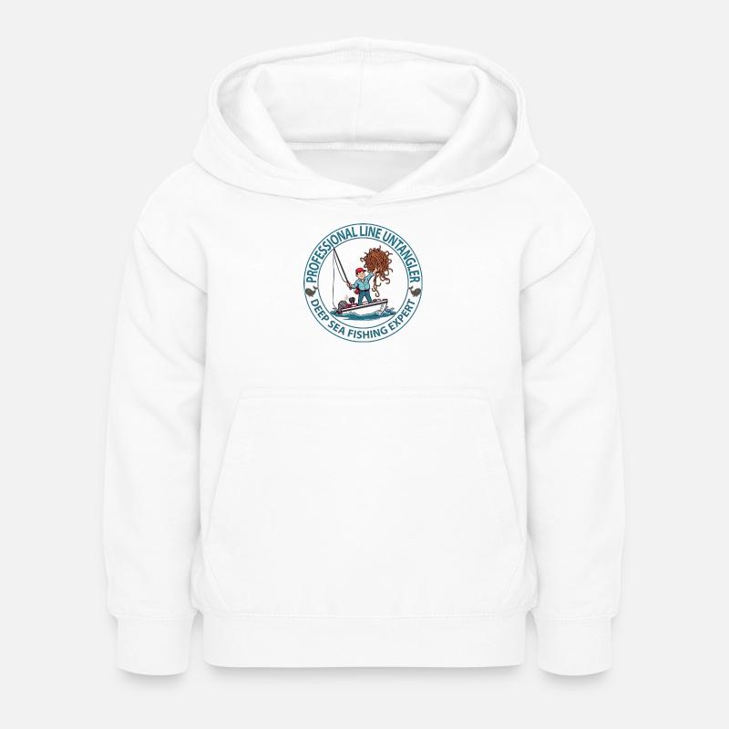 Logo de l’expert en pêche en haute mer - Sweat à capuche Enfant - blanc