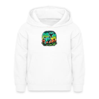 T-Rex Tropical Néon - Sweat à capuche Enfant - blanc - Devant - AI Model Kid Female (0cm)