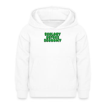 Écologie avant économie - Sweat à capuche Enfant - blanc - Devant - AI Model Kid Female (0cm)