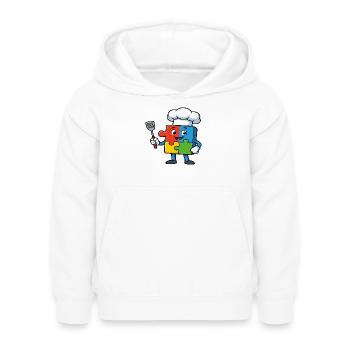 Puzzle Piece Chef Maskottchen - Kinder Hoodie - Weiß - Vorne - AI Model Kid Female (0cm)