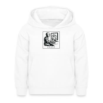Robotik-Design Fahrrad am Monitor - Kinder Hoodie - Weiß - Vorne - AI Model Kid Female (0cm)