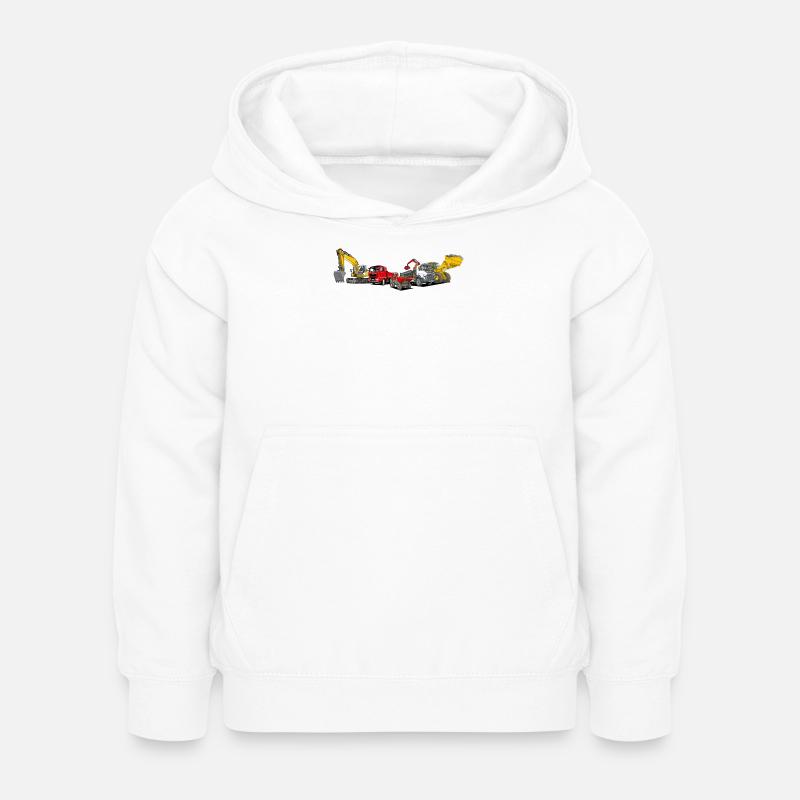 Construction Machinery Fleet - Kids Hoodie - white