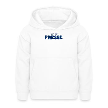 Halt die Fresse - Cooler Spruch - Kinder Hoodie - Weiß - Vorne - AI Model Kid Female (0cm)