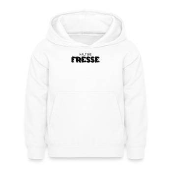 Halt die Fresse - Cooler Spruch - Kinder Hoodie - Weiß - Vorne - AI Model Kid Female (0cm)