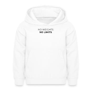 Pas de poids - Pas de limites - Calisthénie - Sweat à capuche Enfant - blanc - Devant - AI Model Kid Female (0cm)