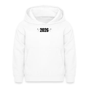 2026 - Jahr - Linie - Jahreswechsel - Kinder Hoodie - Weiß - Vorne - AI Model Kid Female (0cm)