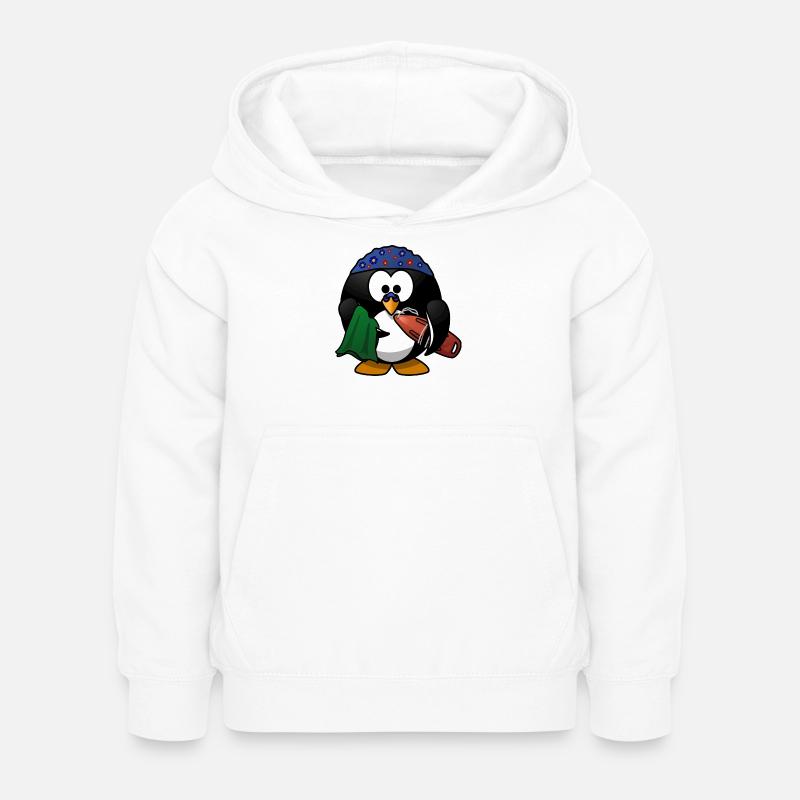 Chapeau de fleur pingouin sur la plage - Sweat à capuche Enfant - blanc