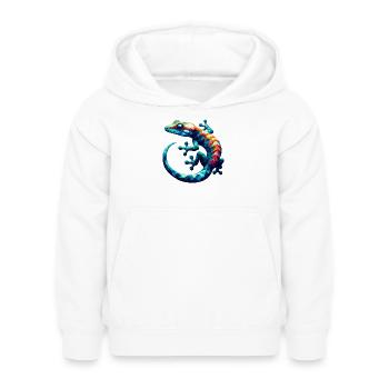 Gecko polygonal - Sweat à capuche Enfant - blanc - Devant - AI Model Kid Female (0cm)
