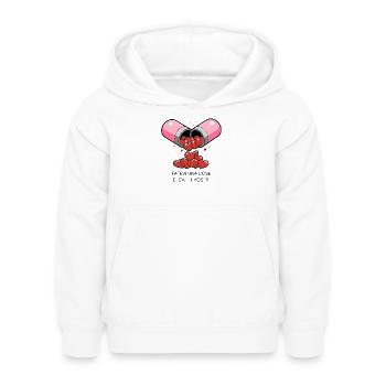 pilule d’amour - Sweat à capuche Enfant - blanc - Devant - AI Model Kid Female (0cm)