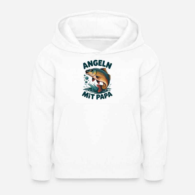 Fiske med far - Hoodie til børn - hvid