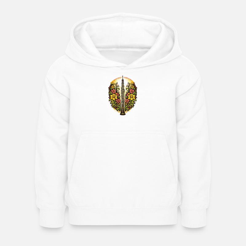 Fleur du saxophone floral - Sweat à capuche Enfant - blanc