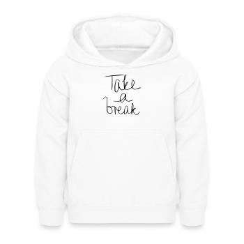Faire une pause - Sweat à capuche Enfant - blanc - Devant - AI Model Kid Female (0cm)