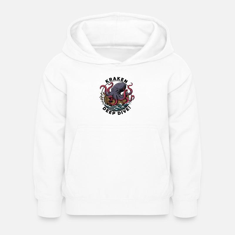 Kraken Deep Dive Attack Ship - Kids Hoodie - white