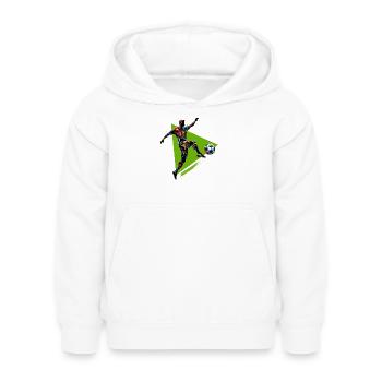 dynamischer Fußballspieler spielt Fußball - Kinder Hoodie - Weiß - Vorne - AI Model Kid Female (0cm)
