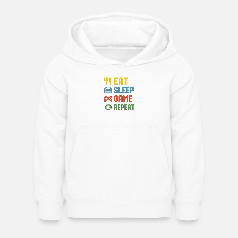 Manger dormir jeu Répéter - Sweat à capuche Enfant - blanc