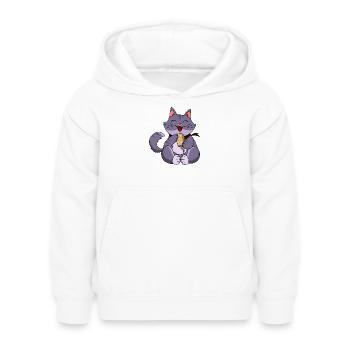 Greedy Purple Cat - Kids Hoodie - white - Front - AI Model Kid Female (0cm)