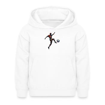 dynamischer Fußballspieler spielt Fußball - Kinder Hoodie - Weiß - Vorne - AI Model Kid Female (0cm)