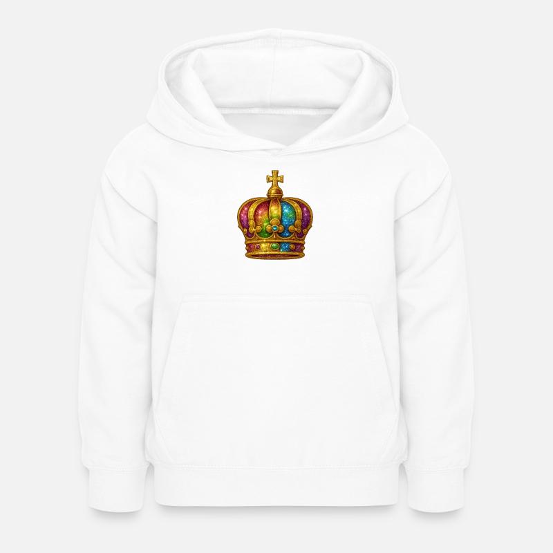 Goldene Krone mit Regenbogen-Effekt - Kinder Hoodie - Weiß