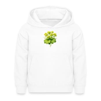 Plante de manteau de dame avec des fleurs - Sweat à capuche Enfant - blanc - Devant - AI Model Kid Female (0cm)