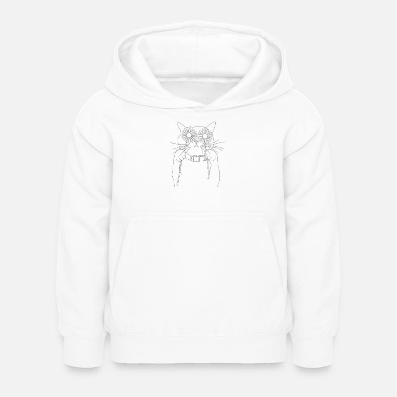 Katze mit Gänseblümchen - Kinder Hoodie - Weiß