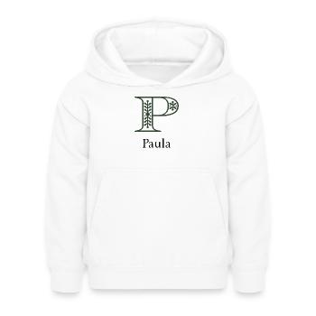 Monogramm P mit botanischem Ornament - Kinder Hoodie - Weiß - Vorne - AI Model Kid Female (0cm)