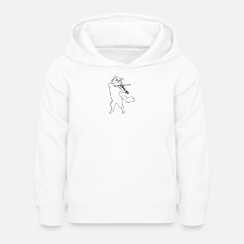 Chat avec violon - Sweat à capuche Enfant - blanc