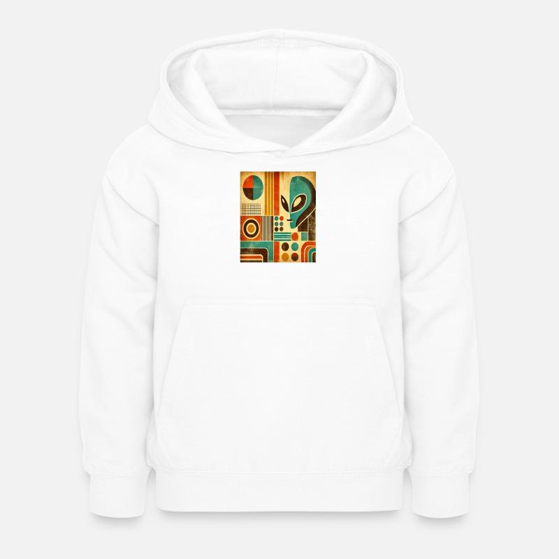Retro abstract image with Alien face. - Kids Hoodie - white