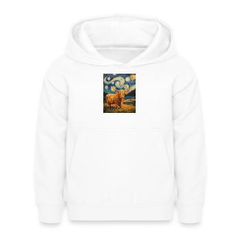 Highland Cow - Kinder Hoodie - Weiß - Vorne - AI Model Kid Female (0cm)