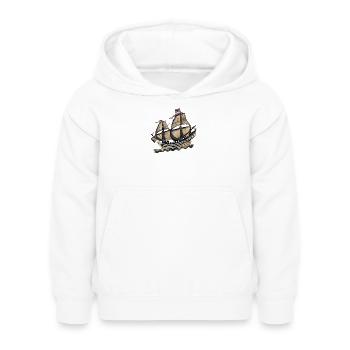 Relief du voilier historique - Sweat à capuche Enfant - blanc - Devant - AI Model Kid Female (0cm)