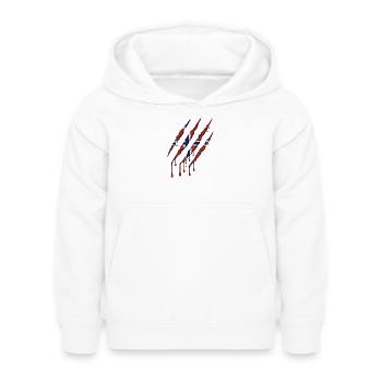 Norwegen Kralle Norge Flagge Kratzspur  - Kinder Hoodie - Weiß - Vorne - AI Model Kid Female (0cm)