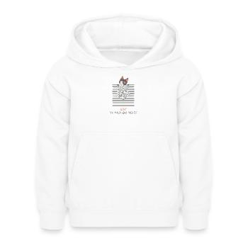Neugierige Katze – Lustiger 3D-Linien-Effekt - Kinder Hoodie - Weiß - Vorne - AI Model Kid Female (0cm)