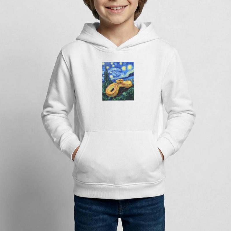 Snake Python Van Gogh Style Starry Night Kids Hoodie