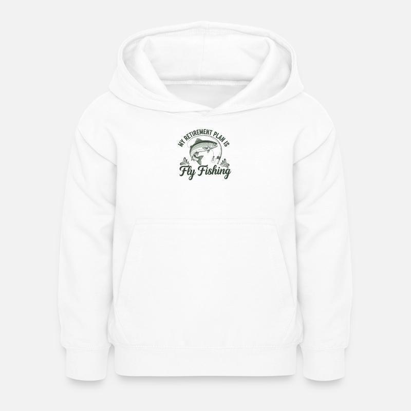 Plan de retraite : Pêche à la mouche - Sweat à capuche Enfant - blanc
