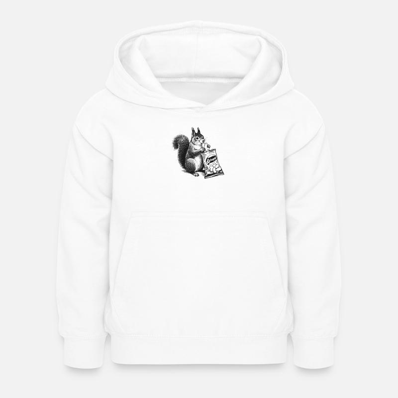 Squirrel with chips - Kids Hoodie - white