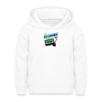 Retro Reunion ’80s Neon Cassette - Kids Hoodie - white - Front - AI Model Kid Female (0cm)