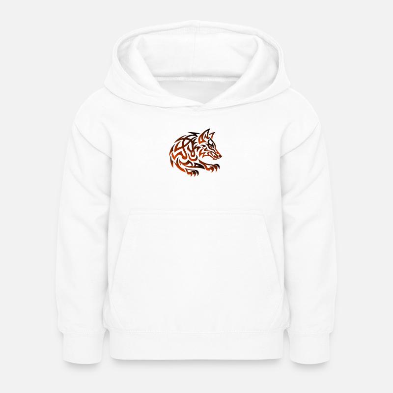 Tribal Wolf Ember - Sweat à capuche Enfant - blanc
