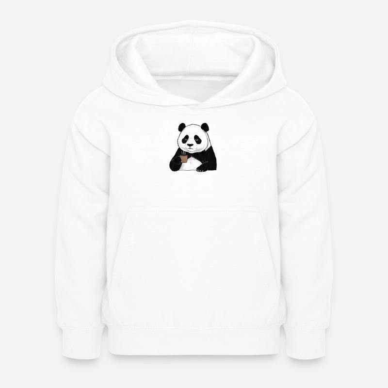 Panda caneuse, amateur de café du matin, grognon matinal - Sweat à capuche Enfant - blanc