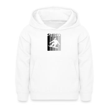 SHRED Snowboarder – Snowboard Saying & Action - Kids Hoodie - white - Front - AI Model Kid Female (0cm)