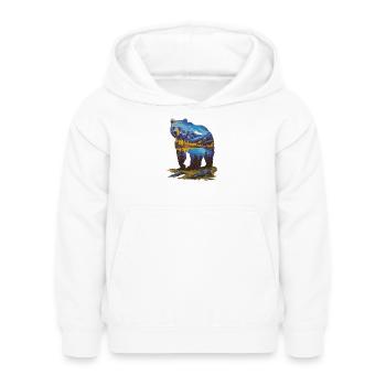 Wander Bär Berge See Retro Natur Design - Kinder Hoodie - Weiß - Vorne - AI Model Kid Female (0cm)