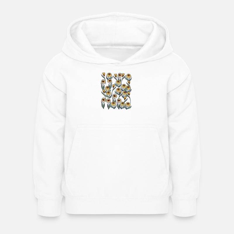Sunlit Daisy Floral Pattern - Kids Hoodie - white