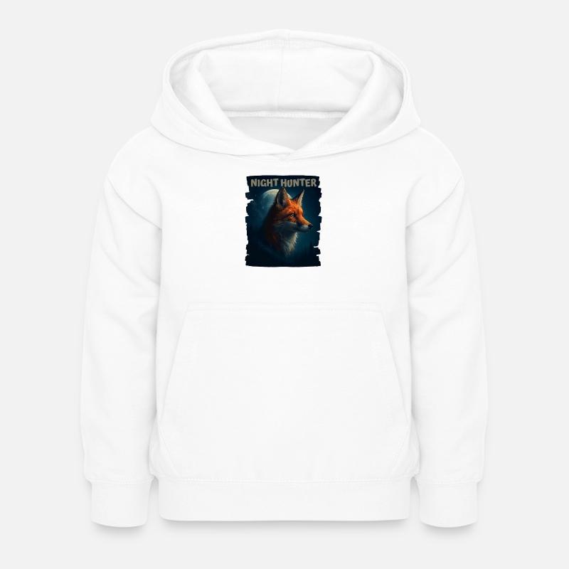 Renard dans la Forêt de la Nuit - Sweat à capuche Enfant - blanc