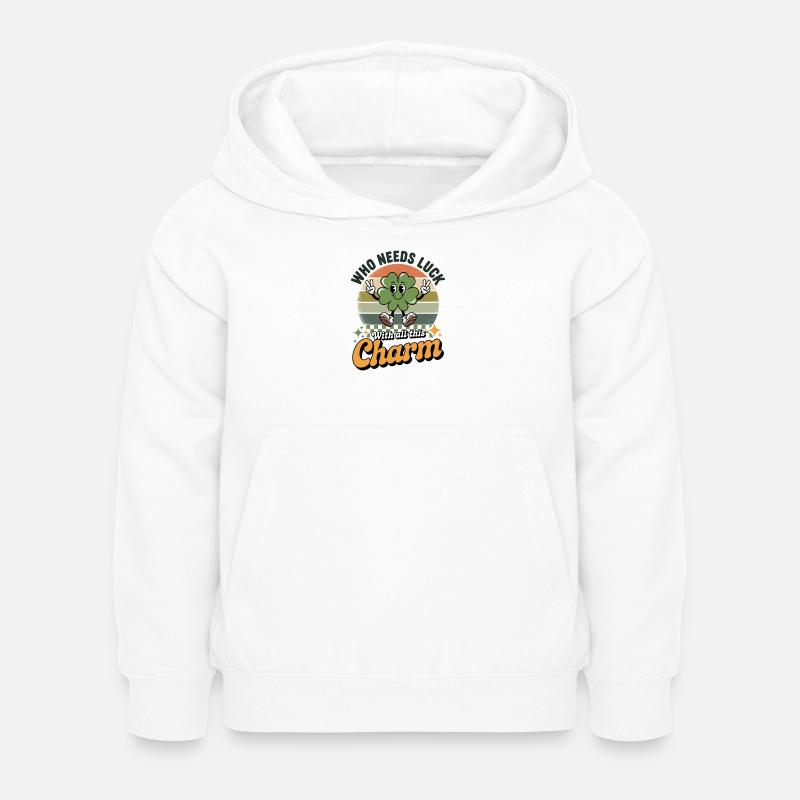 Charme Trèfle Chance Rétro - Sweat à capuche Enfant - blanc