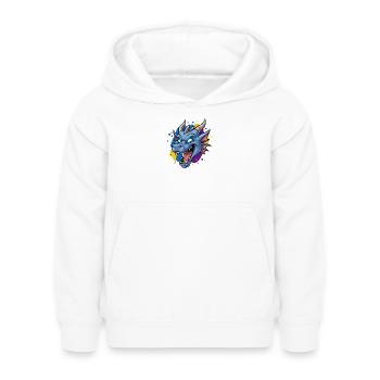 Éclaboussure néon tête de dragon bleue - Sweat à capuche Enfant - blanc - Devant - AI Model Kid Female (0cm)