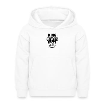 King of Useless Facts - Kids Hoodie - white - Front - AI Model Kid Female (0cm)